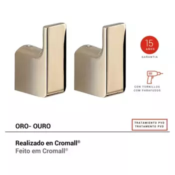 Набор из 2 вешалок для ванной комнаты Pirenei Gedy, золото