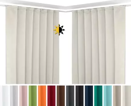 Набор из 2 затемняющих штор Beautex с U-образной рюшной лентой, плотные шторы, непрозрачное затемнение (кремовый, 140 x 245 см), бежевый