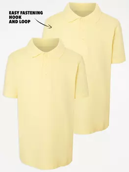 Набор из 2 желтых школьных рубашек-поло Easy On с короткими рукавами George., желтый