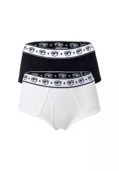 Набор из 2 женских брюк-кюлотов: трусы, хлопок стрейч, пояс с логотипом, однотонные CHIARA FERRAGNI, черный