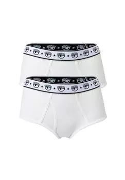 Набор из 2 женских брюк-кюлотов: трусы, хлопок стрейч, пояс с логотипом, однотонные CHIARA FERRAGNI