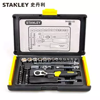 Набор из 35 предметов Stanley, метрические торцевые ключи серии 6,3 мм, набор инструментов для ремонта автомобилей 94-691-22