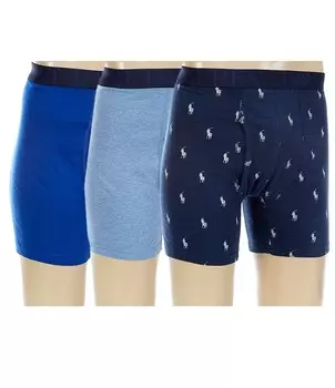 Набор из 3 эластичных боксеров классического кроя Polo Ralph Lauren Big & Tall, синий