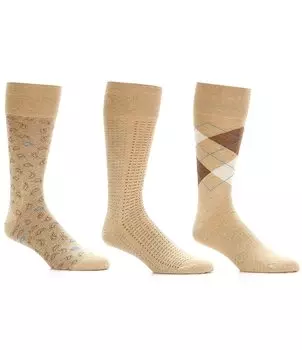 Набор из 3 базовых носков Roundtree & Yorke Big & Tall Argyle в ассортименте, бежевый