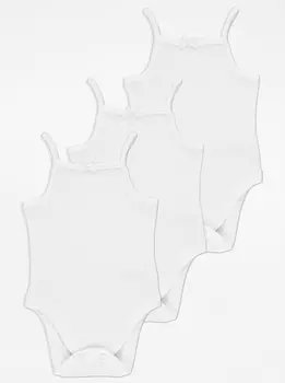 Набор из 3 белых боди на бретелях George., белый