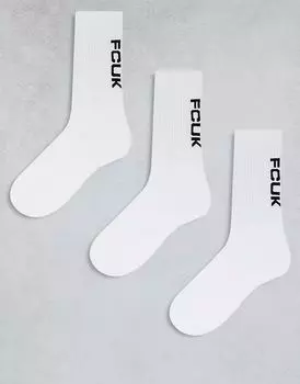 Набор из 3 белых носков с логотипом French Connection FCUK