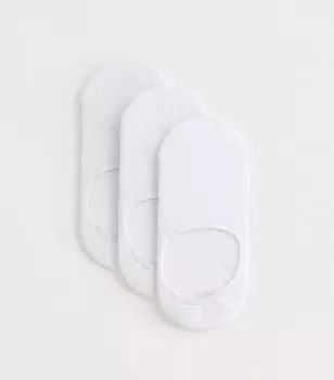 Набор из 3 белых спортивных невидимых носков с фиксатором на пятке New Look, белый