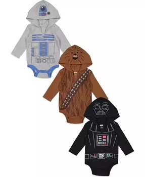 Набор из 3 боди «Дарт Вейдер R2-D2 Чубакка» для маленьких мальчиков «Звездные войны» Star Wars, мультиколор