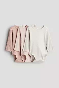 Набор из 3 боди в рубчик H&M, розовый