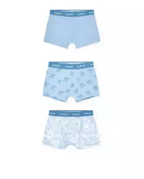 Набор из 3 боксеров для мальчиков синего цвета с логотипом на талии Boboli, синий