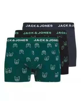 Набор из 3 боксеров для мальчиков с логотипом бульдога Jack & Jones, тёмно-синий