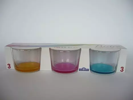 Набор из 3 чашек/подсвечников для виски Bistro 220 мл в 3 разных цветах Van Well