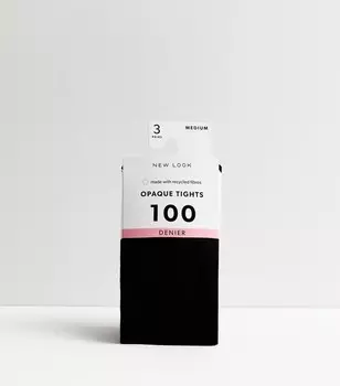 Набор из 3 черных непрозрачных колготок плотностью 100 ден New Look, черный
