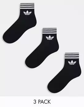 Набор из 3 черных носков с трилистником adidas Originals Adicolor