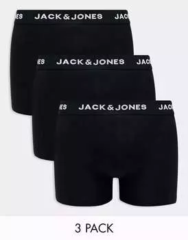 Набор из 3 черных плавок с поясом и логотипом Jack & Jones