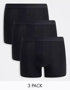 Набор из 3 черных трусов из смесового хлопка ASOS DESIGN - BLACK