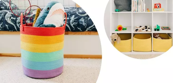Набор из 3 декоративных корзин для хранения + высокая корзина для игрушек — RAINBOW OrganiHaus