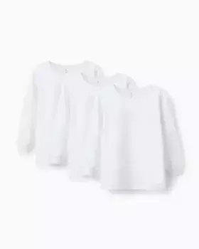 Набор из 3 футболок для мальчиков с длинными рукавами и 100% хлопком Zippy, белый