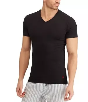 Набор из 3 футболок приталенного кроя Polo Ralph Lauren с v-образным вырезом в ассортименте, черный