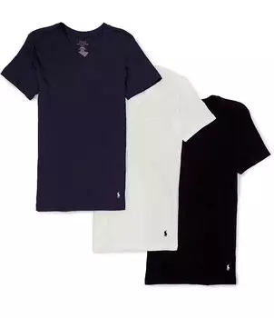 Набор из 3 футболок приталенного кроя Polo Ralph Lauren с v-образным вырезом в ассортименте, мультиколор