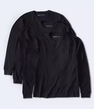 Набор из 3 футболок с длинными рукавами и карманами Aeropostale, черный