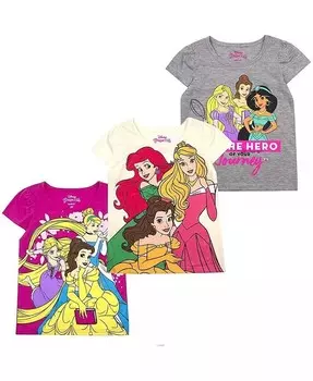 Набор из 3 футболок с рисунком «Принцессы Диснея» для маленьких мальчиков и девочек, серый, кремовый и розовый Children'S Apparel Network, серый
