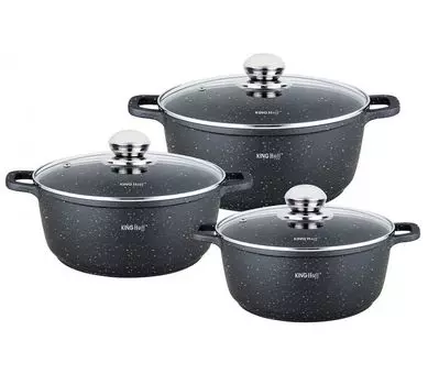 Набор из 3-х предметов посуды 2,3, 4,5, 6,5 л Kinghoff Х-1606, черный