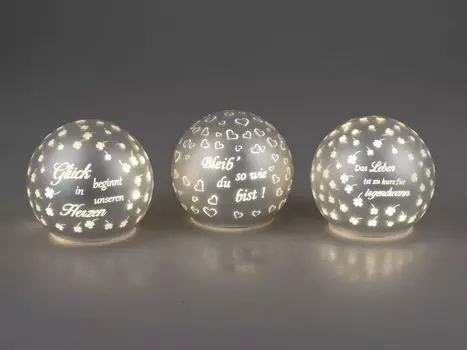 Набор из 3-х светодиодных шаровых ламп с надписью D. 10 см, серебряное стекло, с функцией таймера Formano, серебро