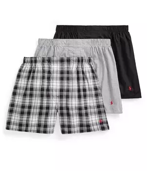 Набор из 3 хлопковых боксеров классического кроя Polo Ralph Lauren Big & Tall, черный