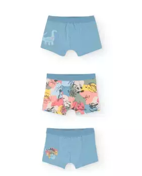 Набор из 3 хлопковых боксеров в стиле фэнтези для мальчиков Boboli, синий