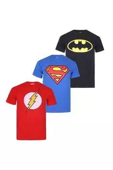 Набор из 3 хлопковых футболок с логотипом «Бэтмен, Супермен и Флэш» DC Comics, мультиколор