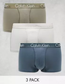Набор из 3 хлопковых трусов современной структуры Calvin Klein, разноцветный