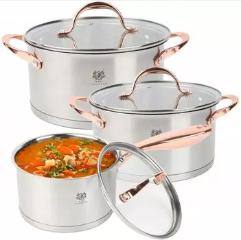 Набор из 3 кастрюль со стеклянной крышкой Кухонные кастрюли Masters 1,9 л 3,6 л 4,7 л кастрюля POT Karl Hausmann