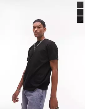 Набор из 3 классических черных футболок Topman