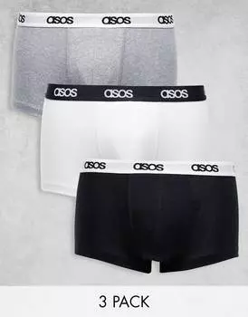 Набор из 3 коротких сундуков ASOS DESIGN в сером, белом и черном цветах