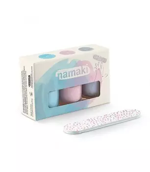 Набор из 3 лаков для ногтей на водной основе, снежно-голубой, светло-розовый, серебристо-синий, легко удаляется, 7,5 мл, Намаки Namaki