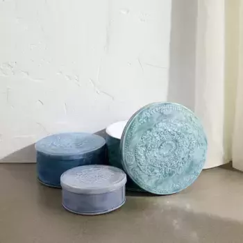 Набор из 3 металлических коробок с крышкой Stella Rittwagen, синий