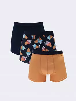 Набор из 3 мужских боксеров из гибкой ткани со стандартным рисунком LCW Dream