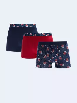 Набор из 3 мужских боксеров из гибкой ткани со стандартным рисунком LCW Dream