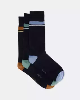 Набор из 3 мужских носков на каблуке и ранте Dustin, тёмно-синий