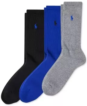 Набор из 3 мужских носков в рубчик с подушкой Foot Crew Polo Ralph Lauren, серый