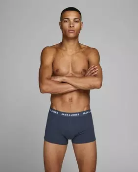 Набор из 3 мужских трикотажных боксеров темно-синего цвета Jack & Jones, темно-синий