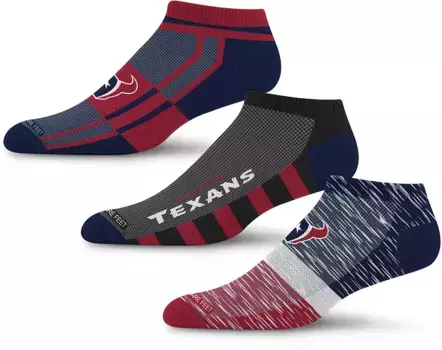 Набор из 3 носков для взрослых Houston Texans Streak Strike для босых ног, 3 шт For Bare Feet