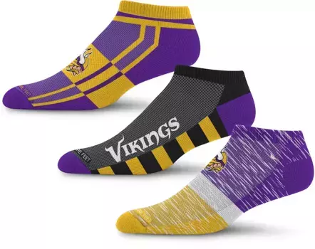 Набор из 3 носков для взрослых Minnesota Vikings Streak Strike для босых ног For Bare Feet