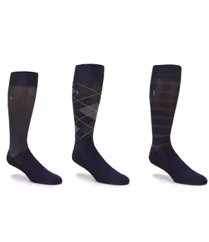Набор из 3 носков Polo Ralph Lauren Argyle Crew, синий