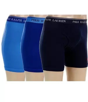 Набор из 3 однотонных боксеров классического кроя Polo Ralph Lauren, синий
