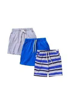 Набор из 3 однотонных шорт с принтом Just Essentials, синий