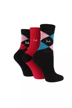 Набор из 3 пар хлопковых носков Argyle Crew Pringle, мультиколор