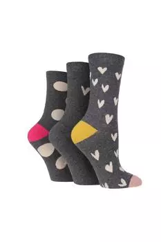 Набор из 3 пар модных носков для экипажа Caroline Gardner, серый