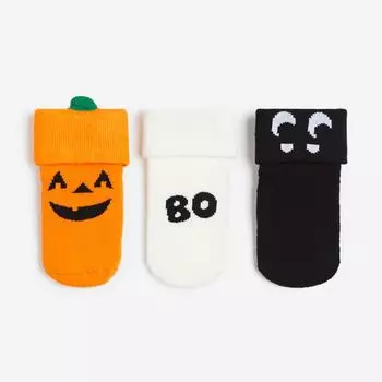 Набор из 3 пар носков H&M Pumpkin Terry, оранжевый/белый/черный